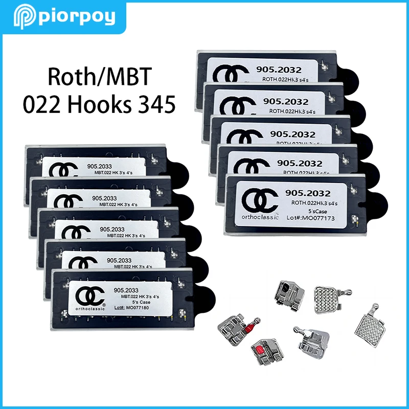 PIORPOY ทันตกรรมสําหรับฟันจัดฟันวงเล็บโลหะ 200 PCS/10Kit มินิโลหะ Monoblock Roth MBT 022 345 ตะขอวงเล็บ 1