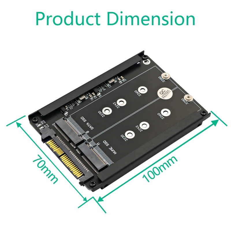 Metal Case M.2 to U.2 SSD Adapter Riser Board + Enclsoure Socket NVMe M2 SATA SSD to PCI-e U2 SFF-8639 Converter for PC Computer