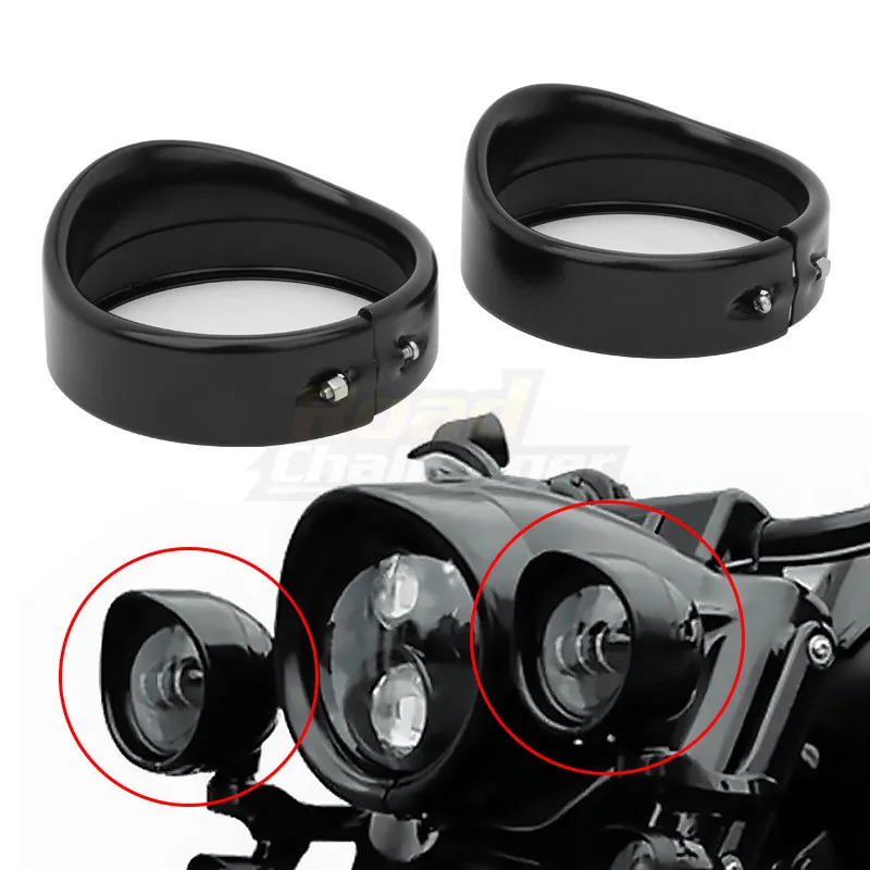 Anneau de garniture de phare LED pour moto, 7 pouces, Style visiere 4.5  pouces, ensemble de bagues de garniture de phare antibrouillard pour  Touring Street Glide FLH