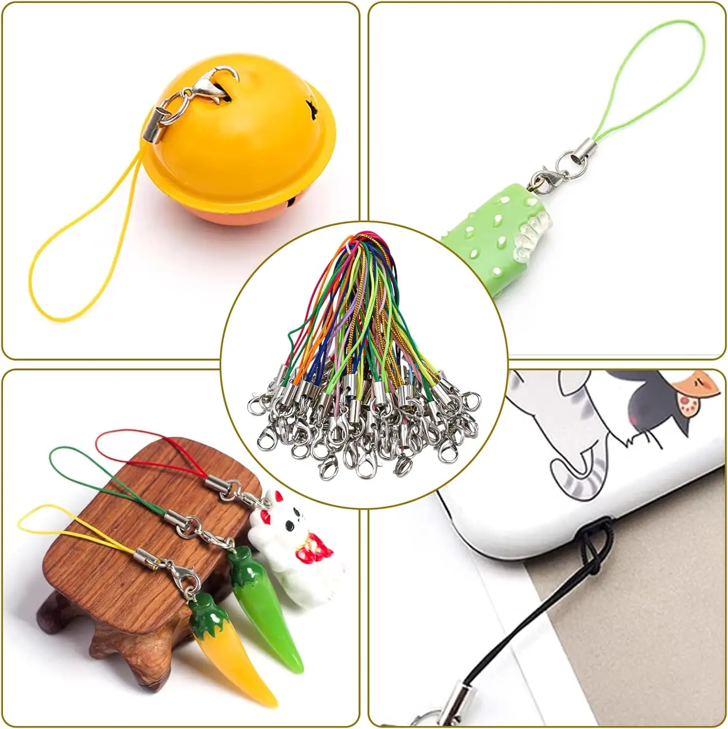 Versatile Lanyard Strap Set with Lobster Clasp Keychain Hooks and Keyring Accessories (20/50/100Pcs)