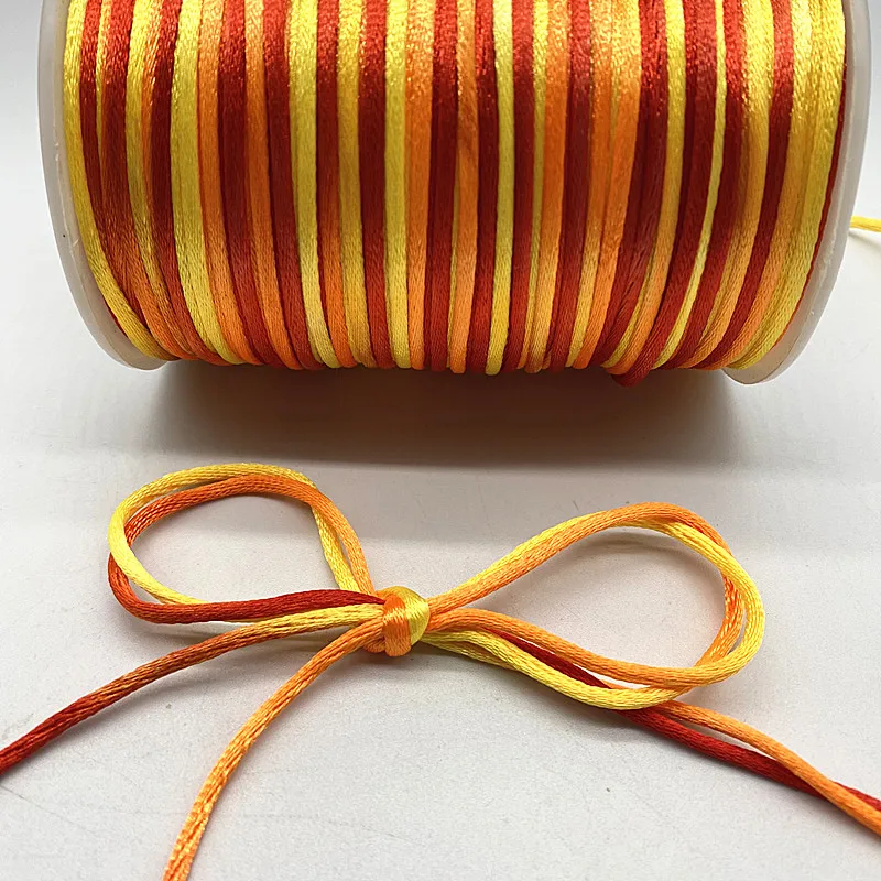 Colorful Chinese Knot Line Cord 5yards/lot 2.0mm Silk Satin Cord Nylon DIY String Necklace Bracelets