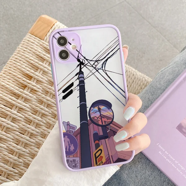 Japanische anime handgemalte haus landschaft telefon hülle für iphone 15 14 13 12 11 pro max x xr xs 15 14 7 8 plus se2 matte abdeckungen – Detail 6