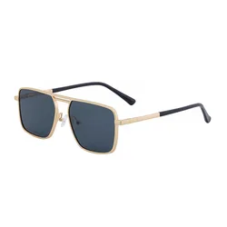Oversized Luxury Retro Steampunk Sunglasses for Men - UV400 Protection (Goldgrey)