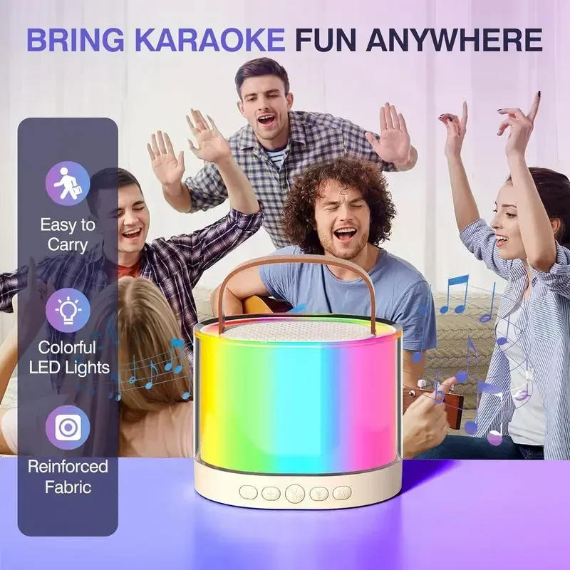 Description Picture 5 of itemK52 wireless Bluetooth speaker portable multifunction with 2 microphone RGB music player karaoke machine for Kids Xmas gifts