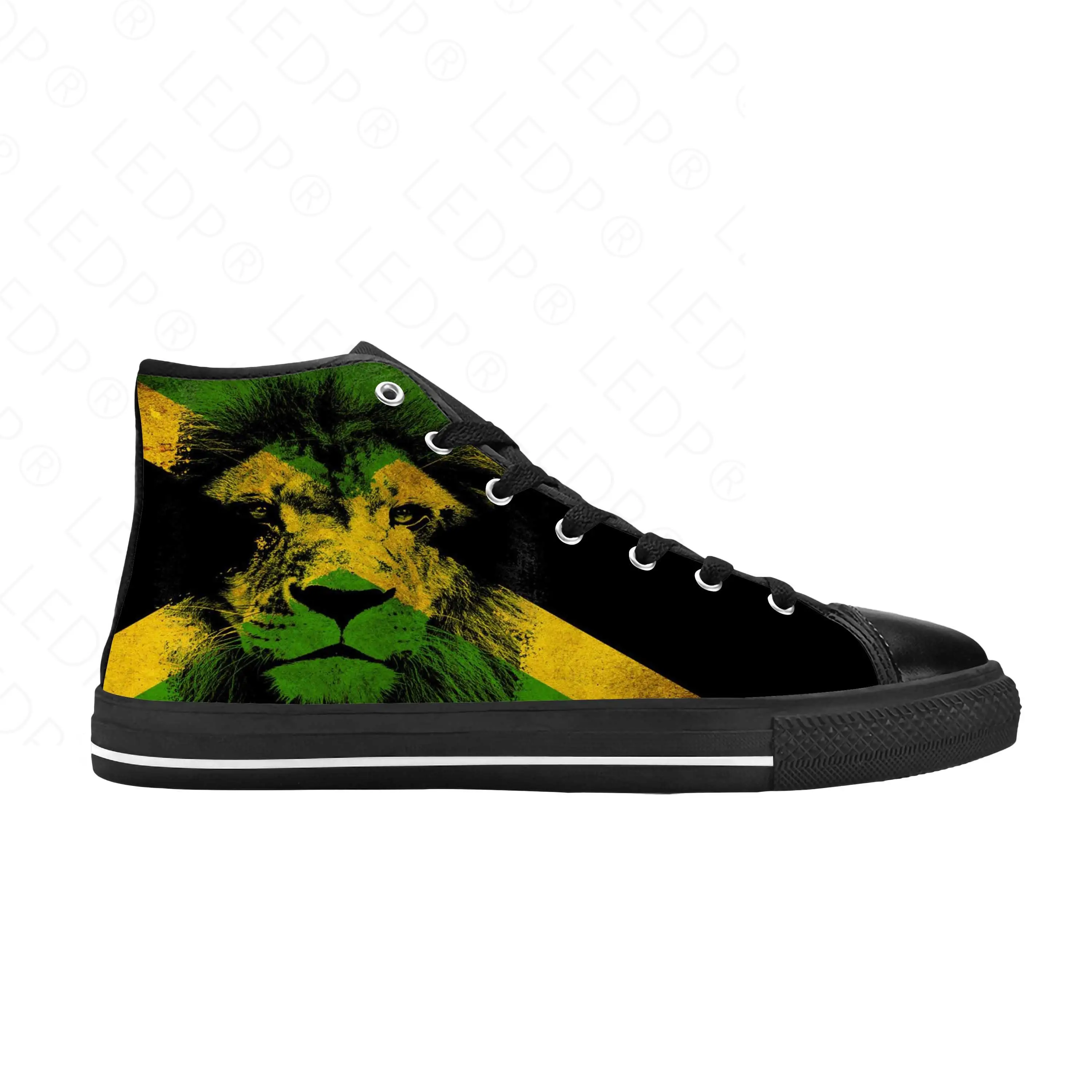 

Jamaica Jamaican Lion флаг патриотическая гордость Смешные повседневные тканевые туфли высокие удобные дышащие 3D печати для мужчин и женщин кроссовки