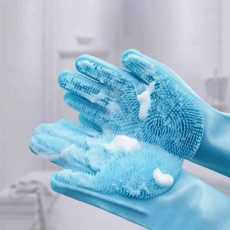 Pet Bathing Massage Glove Silicone with Raised Particles Multi-Use for Cleaning Massaging Pet Practical Cleaning Tool Protection