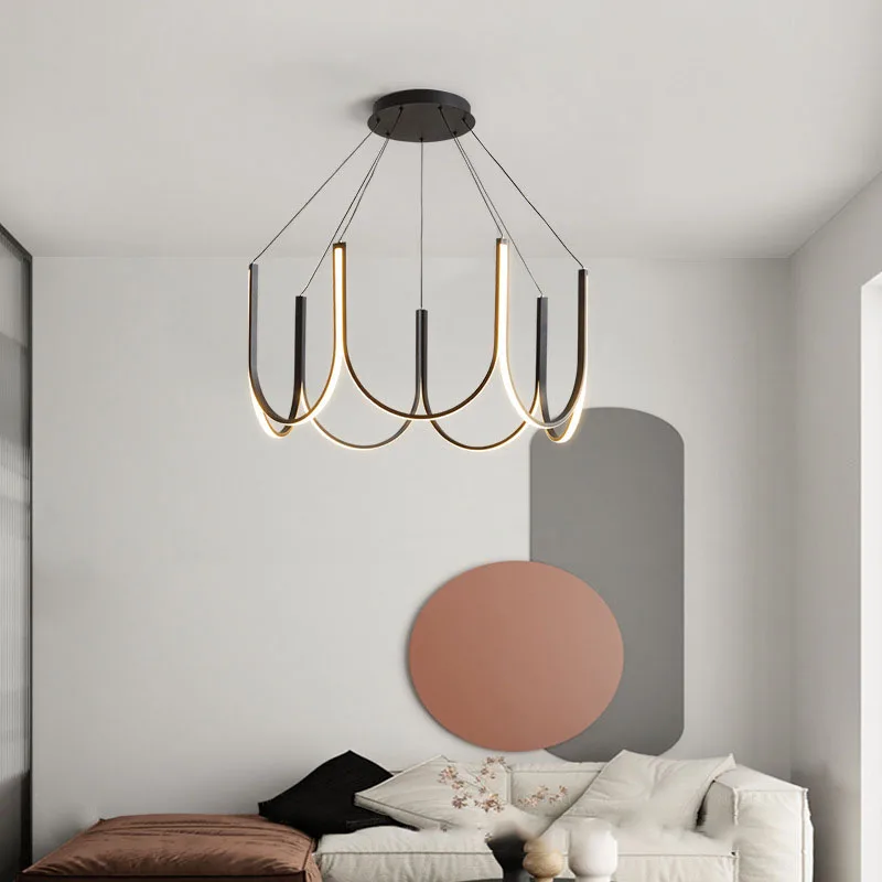 

Italian U-shaped LED Chandelier For Living Dining Room Hotel Bedroom Study Pendant Lights Indoor Decor Lighting Fixture Luster