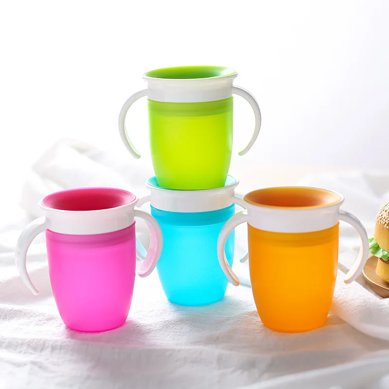 360° Baby Cups Can Be Rotated Magic Cup Baby Learning Drinking Cup LeakProof Child Water Cup Bottle 207ML Copos