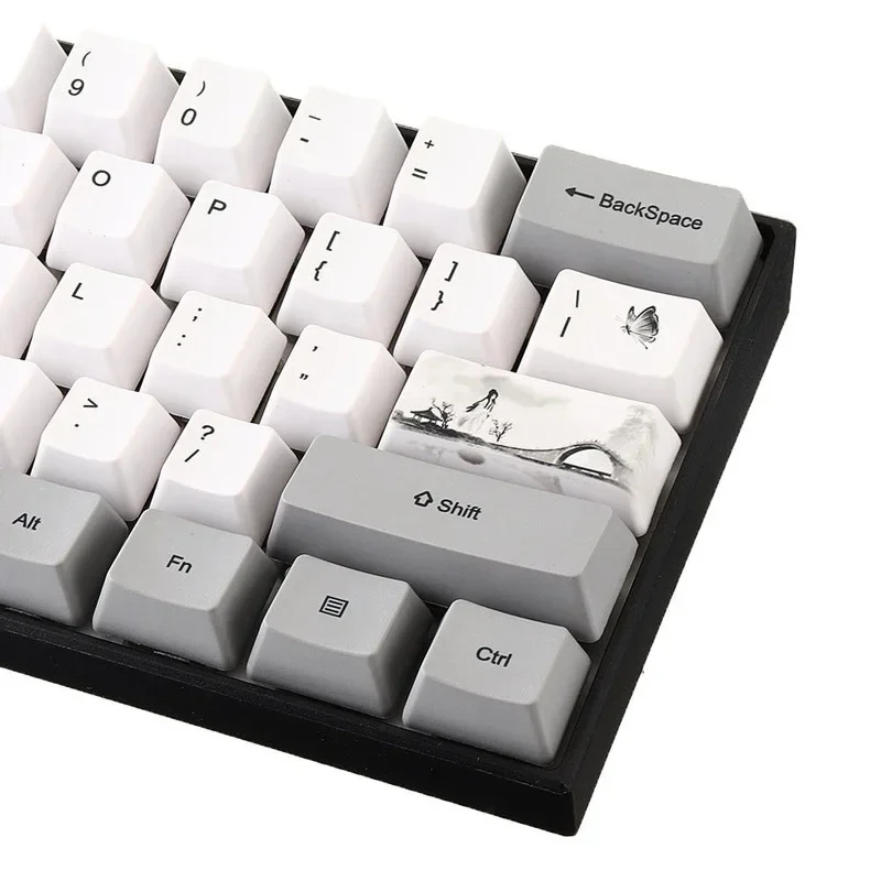Teclas de Tinta Chinesa Pintura Keycap Conjunto Oem Perfil Pbt Sublimação Keycaps para 60 Anne Pro Real Kludge Teclado Mecânico 72 - Imagem 3
