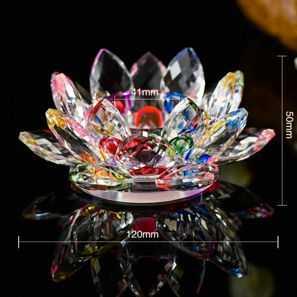 Clear Crystal Glass Lotus Flower Candle Tea Light Holder Candlestick Home Decor Craft Tea Light
