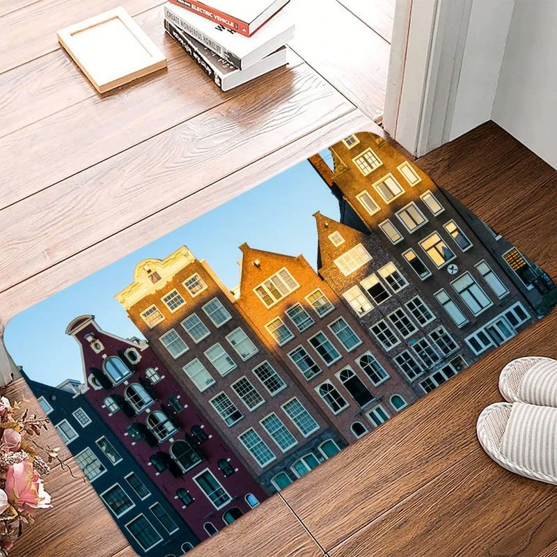 lavendel vingerafdruk Ondraaglijk Nederland Amsterdam City Rivier Venetiaanse Tapijt Deurmat Tapijt Voor  Woonkamer Bad Keuken Floor Flanel Anti Slip| | - AliExpress