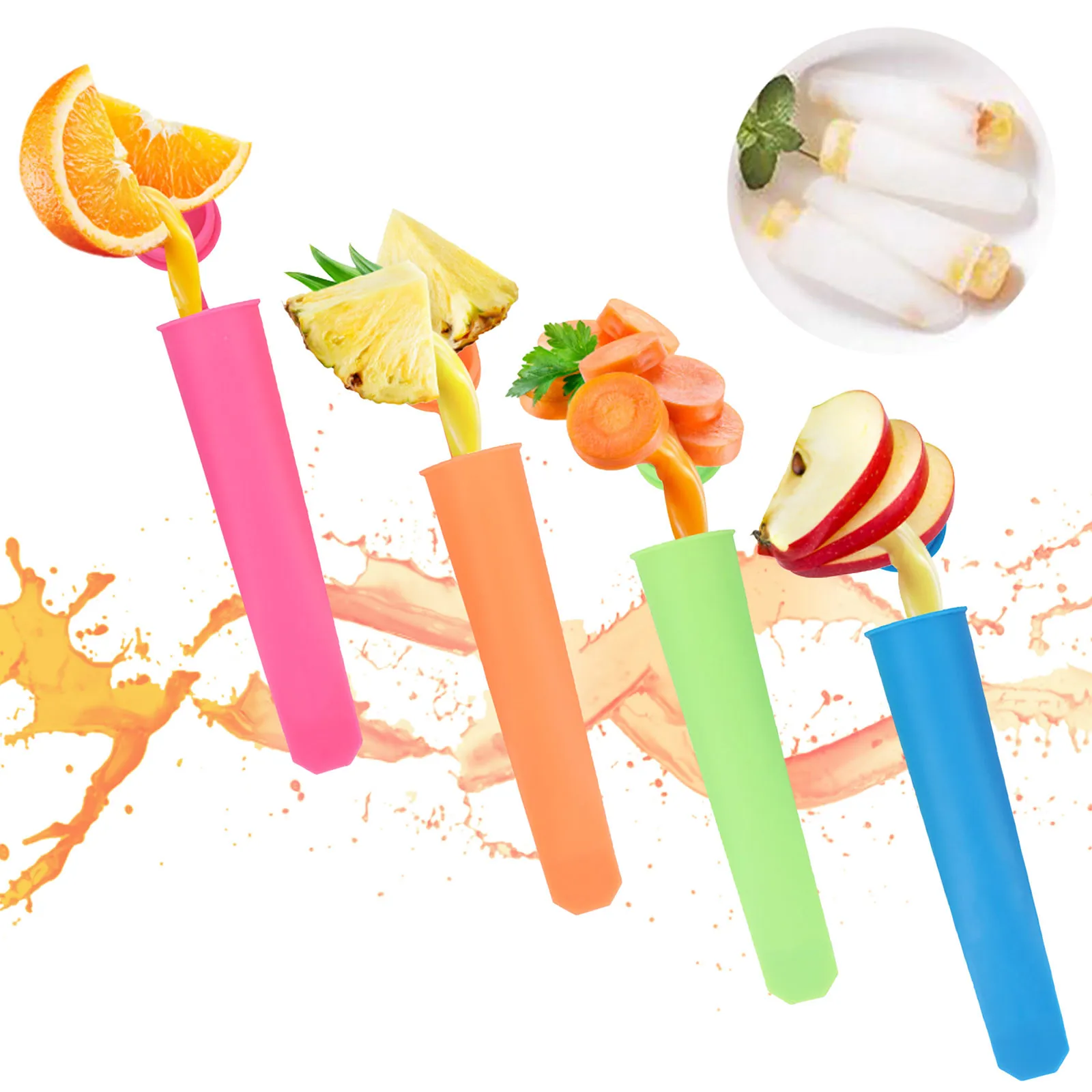 Silicone Ice Tray With Lid Frozens Popsicle Reusable Tote Bag Food Preservation Kitchen accessories