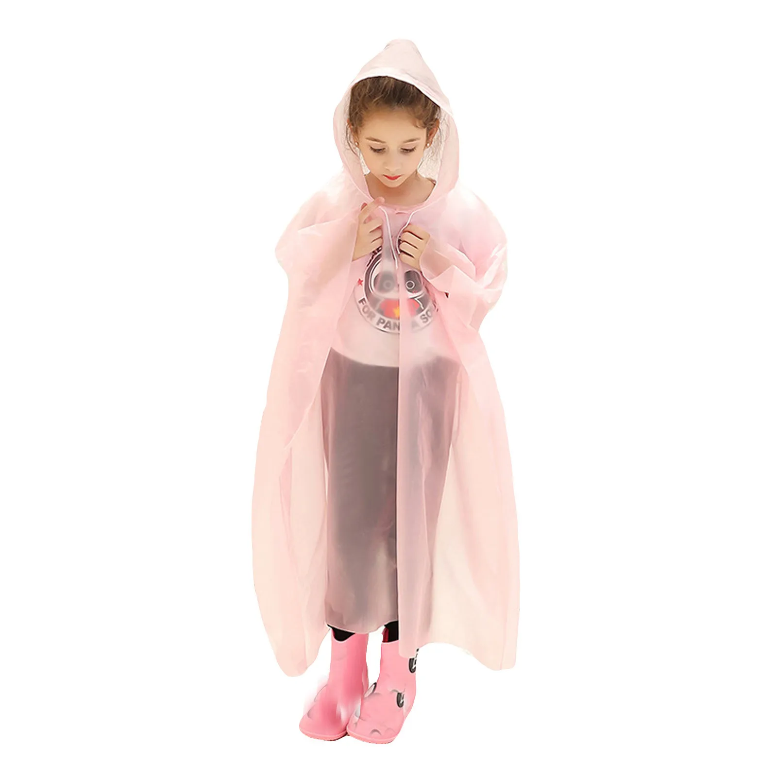Fashion EVA Children Raincoat Disposable Waterproof Rain Coat Kids Clear Transparent Tour