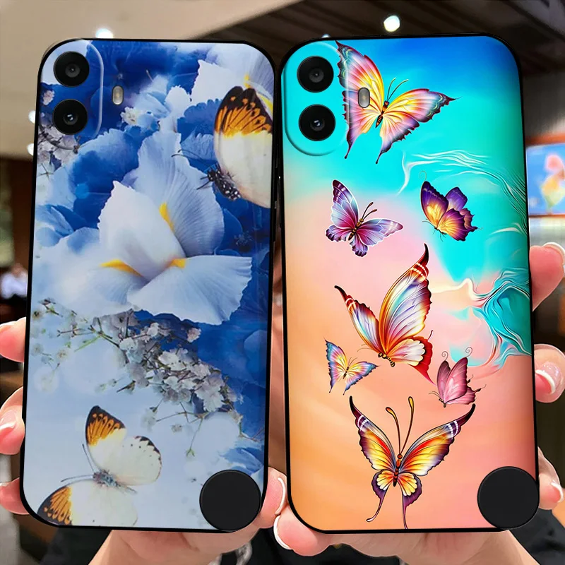 Floral Black Silicone Protective Bumper Case - Soft TPU Cover