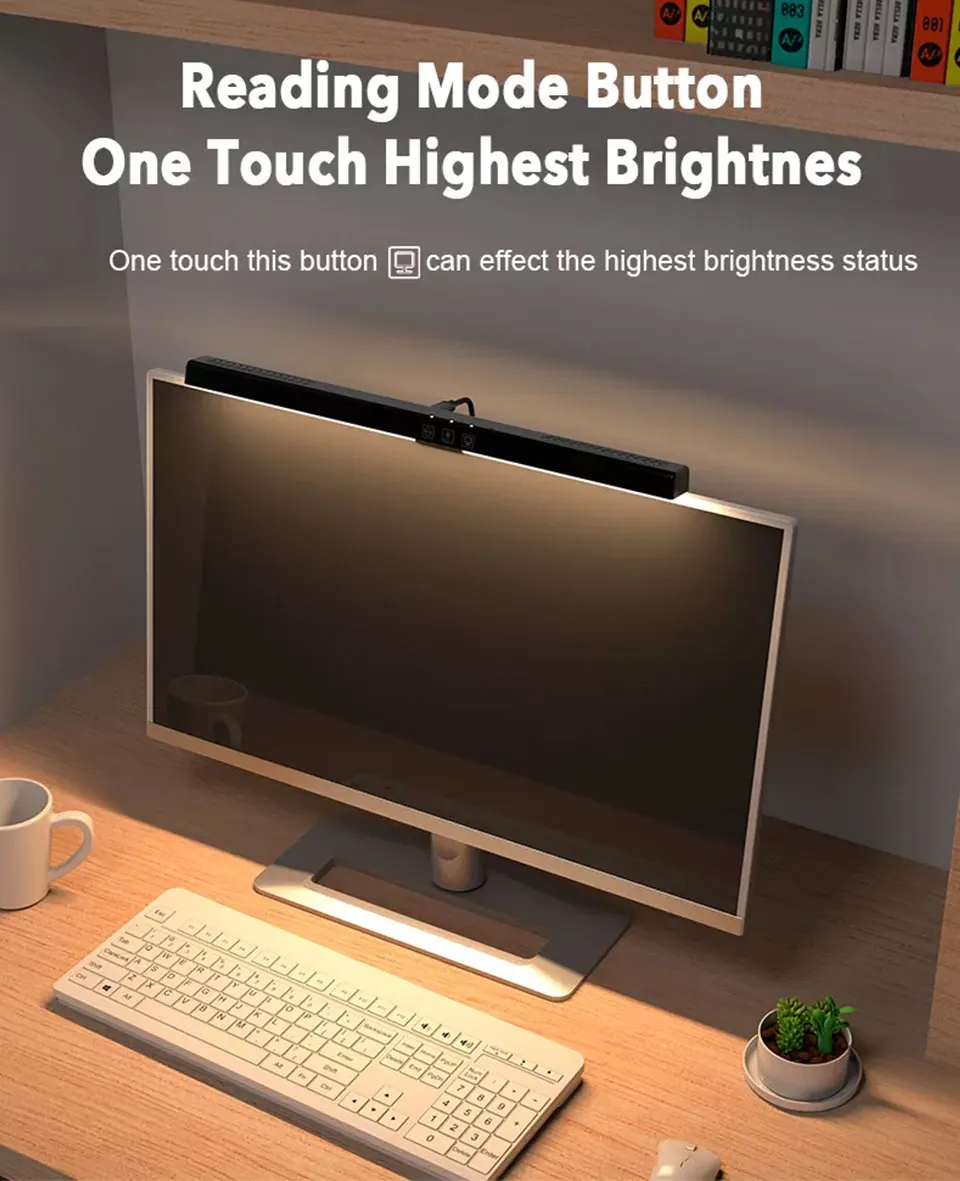 LED monitor light bar mounted on curved screen monitor