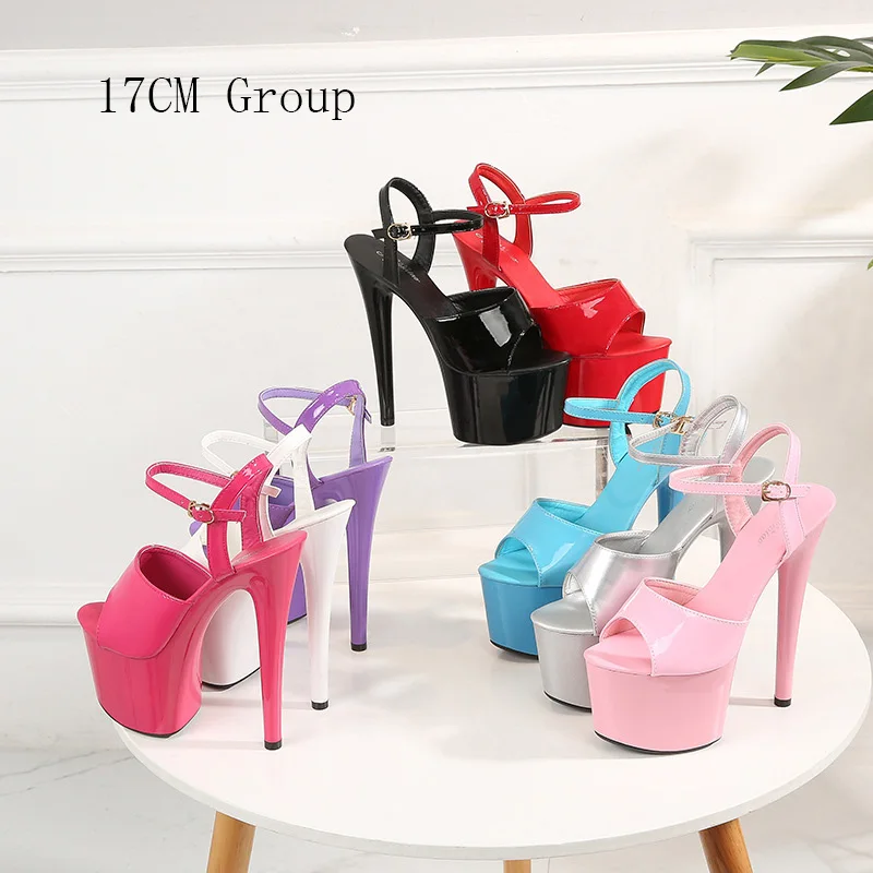 LTARTA Lacquer Leather 17 20cm Platform Sandals Heels Thin Heeled Sexy Waterproof Platform High Sandals Female Club LFD