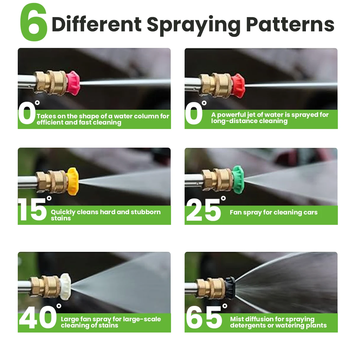 10pcs/set High Pressure Washer Extension Wand 1/4" Quick Connect Power Washer Lance with 6 Nozzle Tips