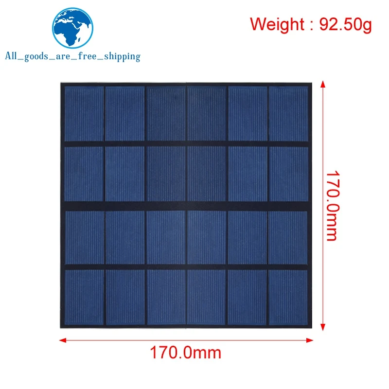 TZT1/3pcs 6V 660mA 4W 태양 전지 패널 다결정 170*170MM 미니 Sunpower 태양계 DIY 배터리 휴대 전화 충전기