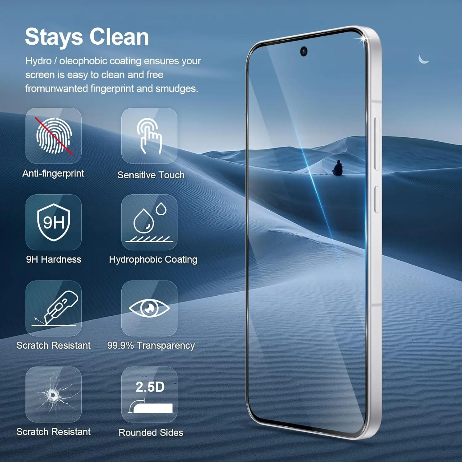 Premium Tempered Glass Screen Protector Set - 2-4 Pack