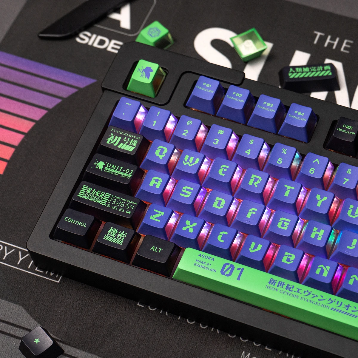 GMK Clones EVA 시리즈 PBT 키 캡 체리 프로파일 염료 하위 키 캡 MX 기계식 키보드 용 키 캡을 통한 측면 조명