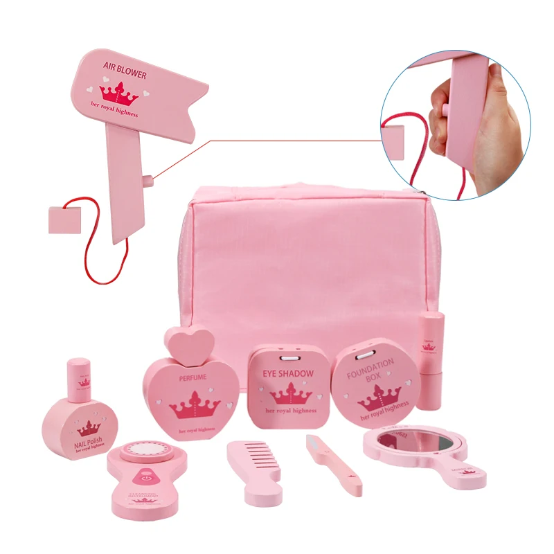 Wooden Makeup Toys Pretend Play Simulation Makeup Bag Girls Make Up Dressing Table Cosmetics Toys Birthday Gifts For Children