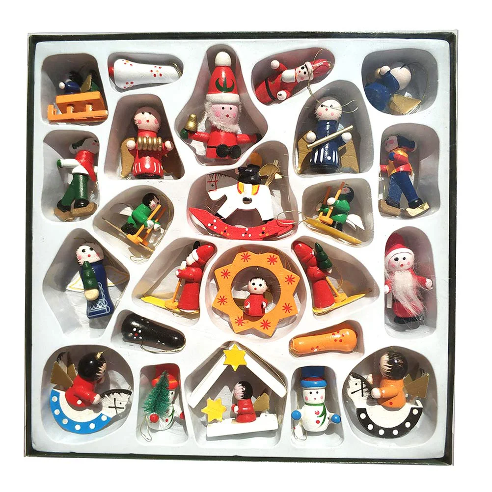 

Mini Wooden Christmas Ornaments Petite Treasures Santa Claus Snowman Angels Hanging Decor