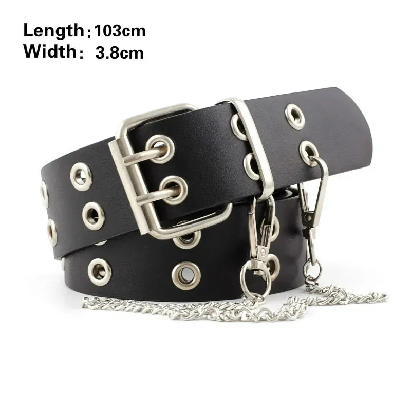 Fashion Alloy Women Belts Chain for Genuine Leather Pin Buckle Jeans Decorative Ladies Retro Decorative Punk Leather Belt Jeans Belts Pin Buckle Belt
