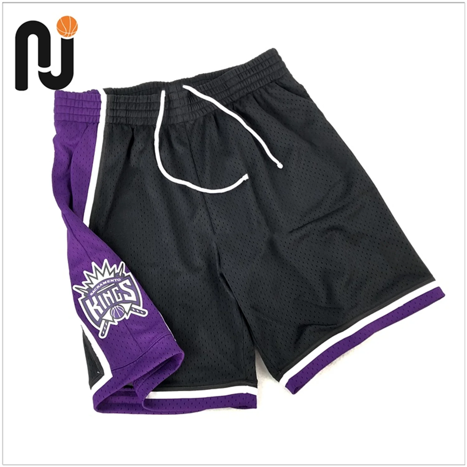 M&N Basketball SK 00/01 Sacramento Sw Shorts-Black Classic Vintage NBA Kings Unisex Retro Loose Pants Adults/kids Chris Webber