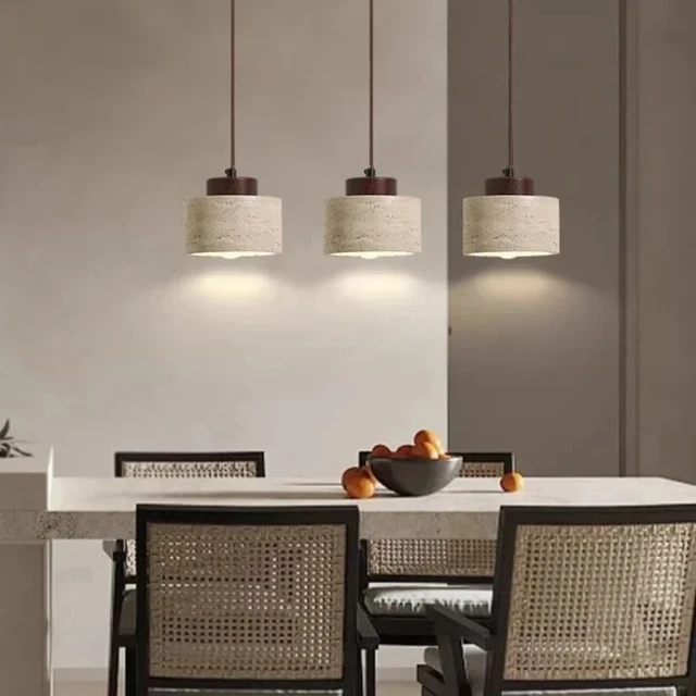 Yellow Cave Stone LED Pendant Lamp – Retro Nordic Chandelier for Bedroom, Bedside & Restaurant Home Decor