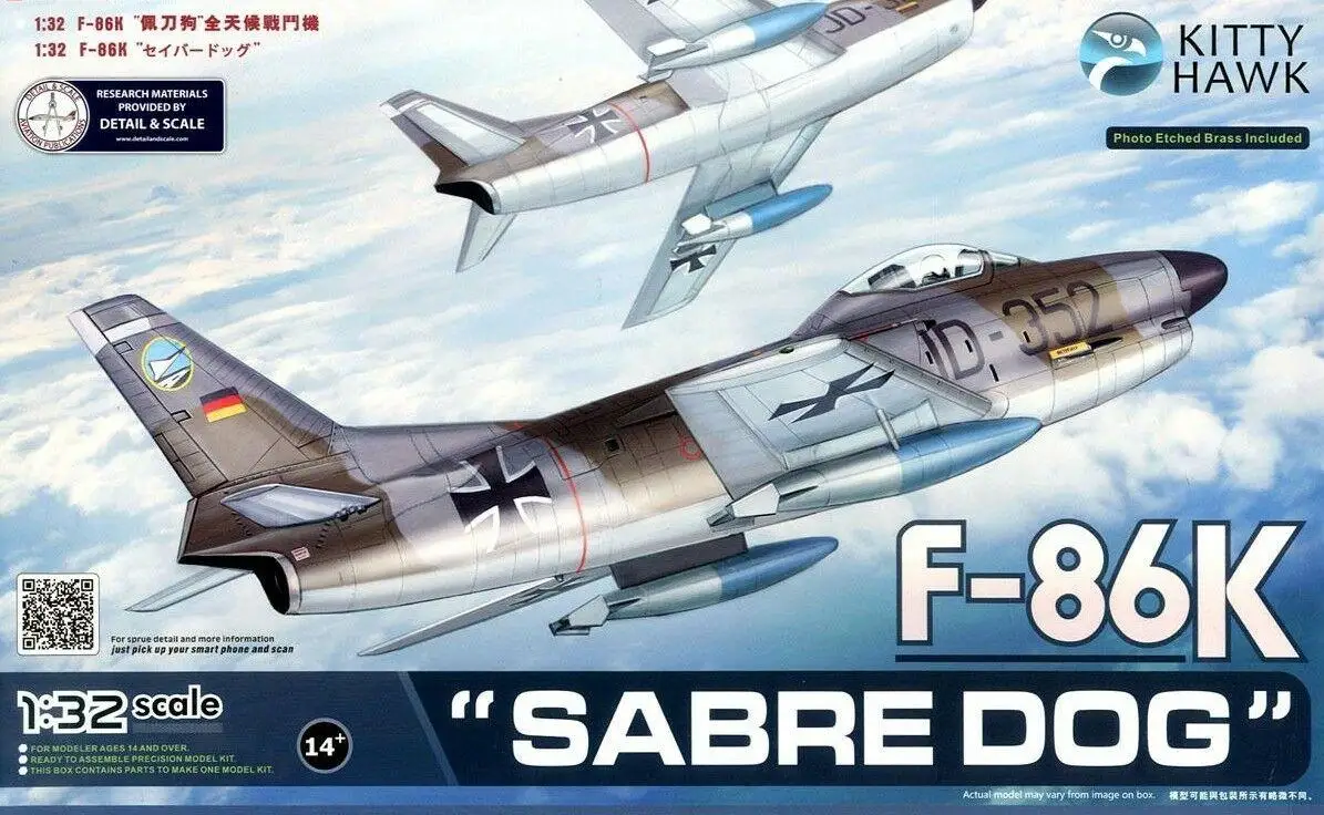 

Kitty Hawk 32008 1/32 F-86K "Sabre Dog" NEW Assembly model kit