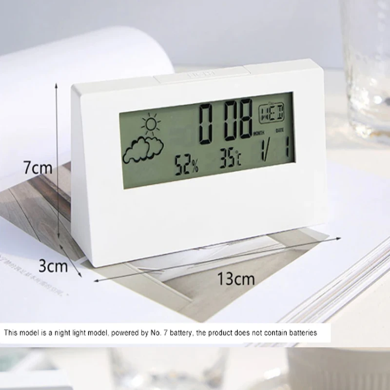 Thermometer Hygrometer LED Thermometer Thermo-Hygrometer Multifunction Electronic Temperature Humidity Meter Weather Station for Home With Alarm Clock