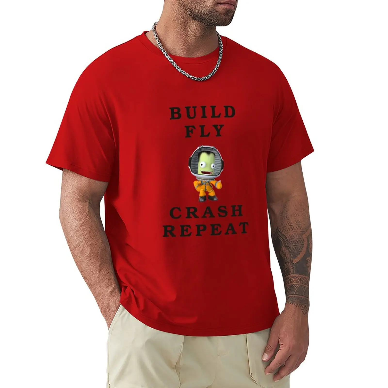 

build fly crash repeat , Kerbal space program , Kerbals , kids cartoon T-Shirt tees animal prinfor boys mens t shirts