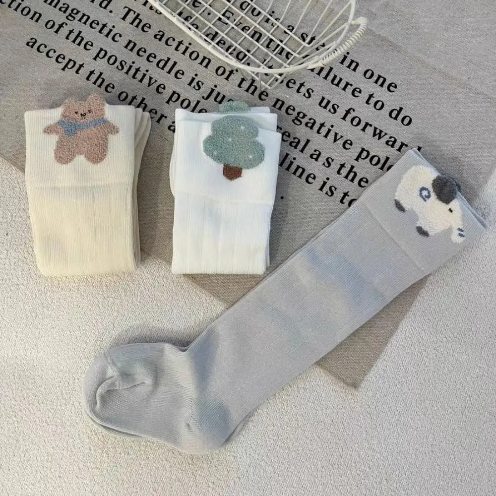 3Pairs Y2k Calf Socks Baby Stripe Cartoon Tree Children's Cotton Stockings Korean Style Cotton Baby Middle Tube Socks Newborn
