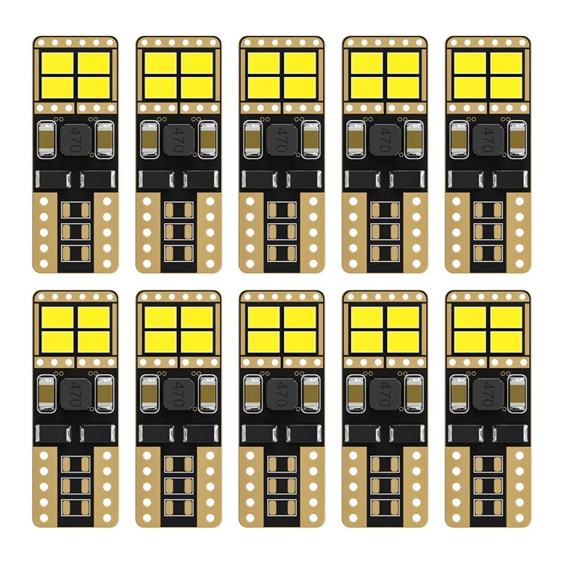 

10x T10 W5W Led Canbus bulb 194 168 No Error 8SMD 3020 Car Interior Reading Parking Light Map Dome Lamp License Plate Lamp White