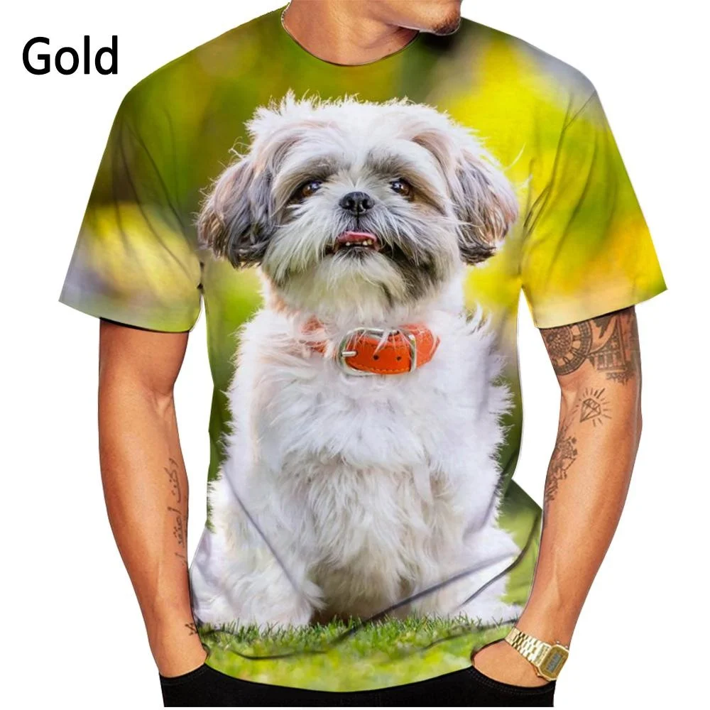 Casual Men Shih Tzu Animal Oversized T Shirt