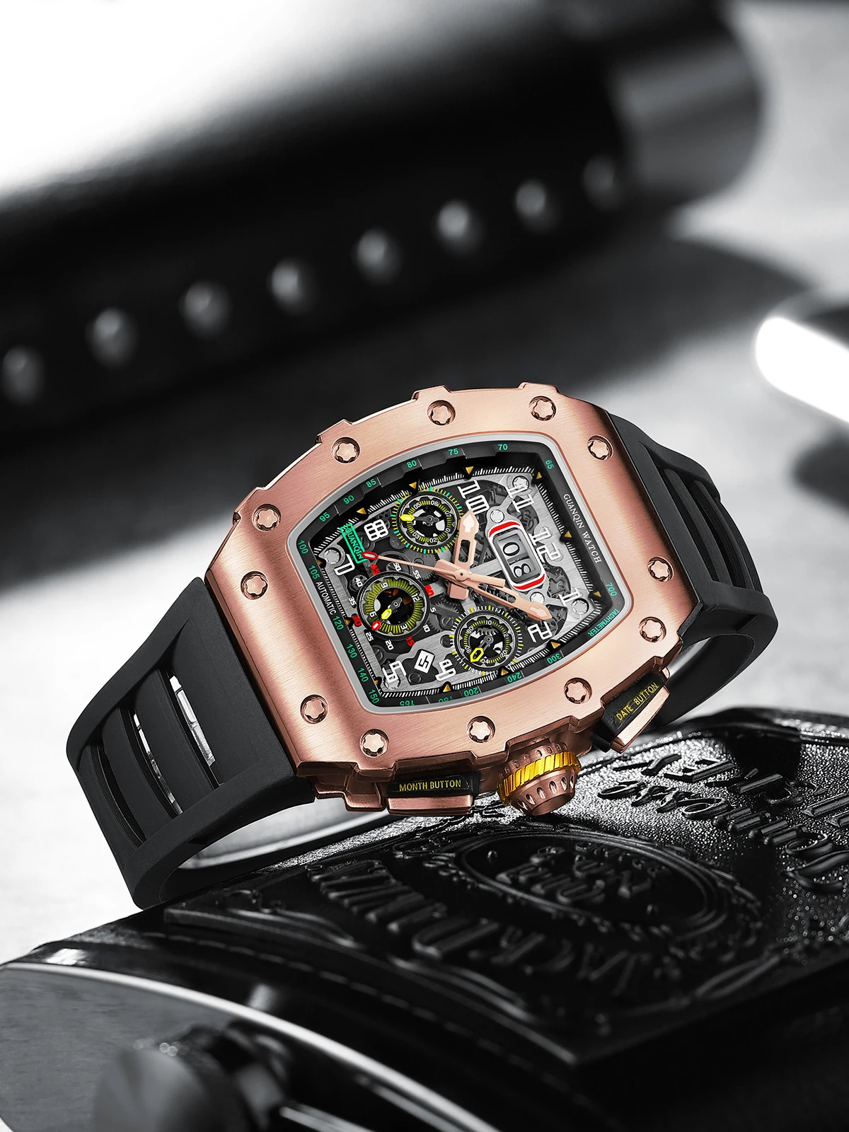 GUANQIN 2022 New Men's Mechanical Watches Skeleton Luxury Automatic Watch Men Sapphire Glass 50M Waterproof Richard Wristwatch