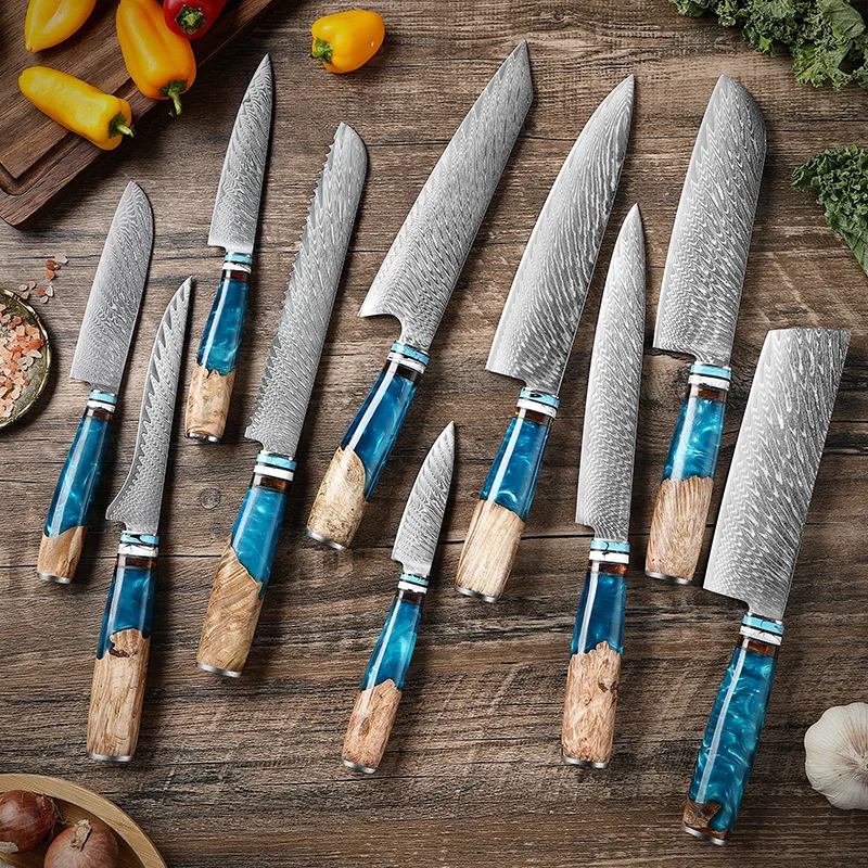 Damascus Steel Chef Knife Set Sharp Meat Cleaver Boning Santoku Utility  Vegetable Knife High End Exquisite Gift Set Knife G10 Handle Kitchen From  Friend1205, $16.09