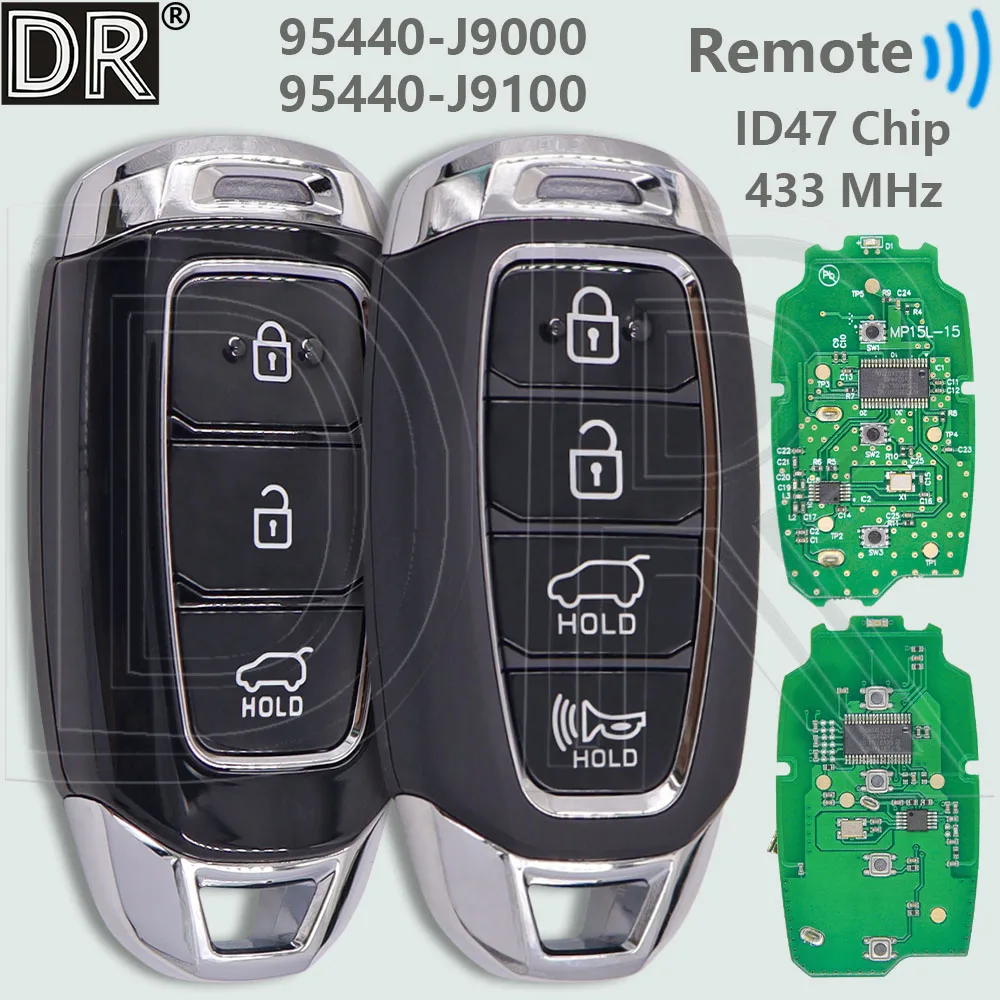 DR 95440-J9000 95440-J9100 ID47 ชิป 433MHz Keyless Go Car Remote Key TQ8-FOB-4F18 สําหรับHyundai Kona 2018 2019 2020