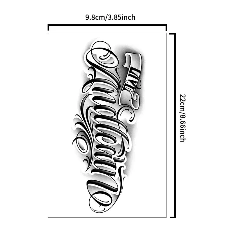 1pc Rounded Font Arm Waterproof Temporary Tattoo, Long-Lasting 1-2 Weeks, Realistic Semi-Permanent Fake Tattoo 4