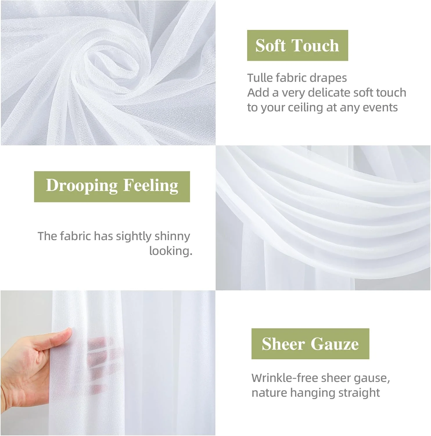 Wedding Arch Draping Fabric for Ceremony Reception Arch Decorations Chiffon Sheer Fabric Backdrop Curtains Party Bridal Shower