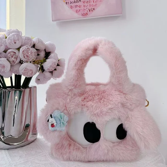 Suspicious Big Eyes Faux Fur Handbag 3