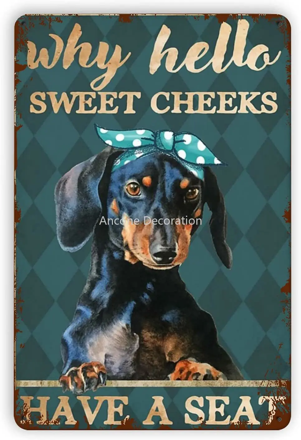 

Baby Kleidung Weant Dachshund Why Hello Sweet Cheeks Metal Tin Signs, Vintage Wall Decor Retro Art Tin Sign Funny Decorations