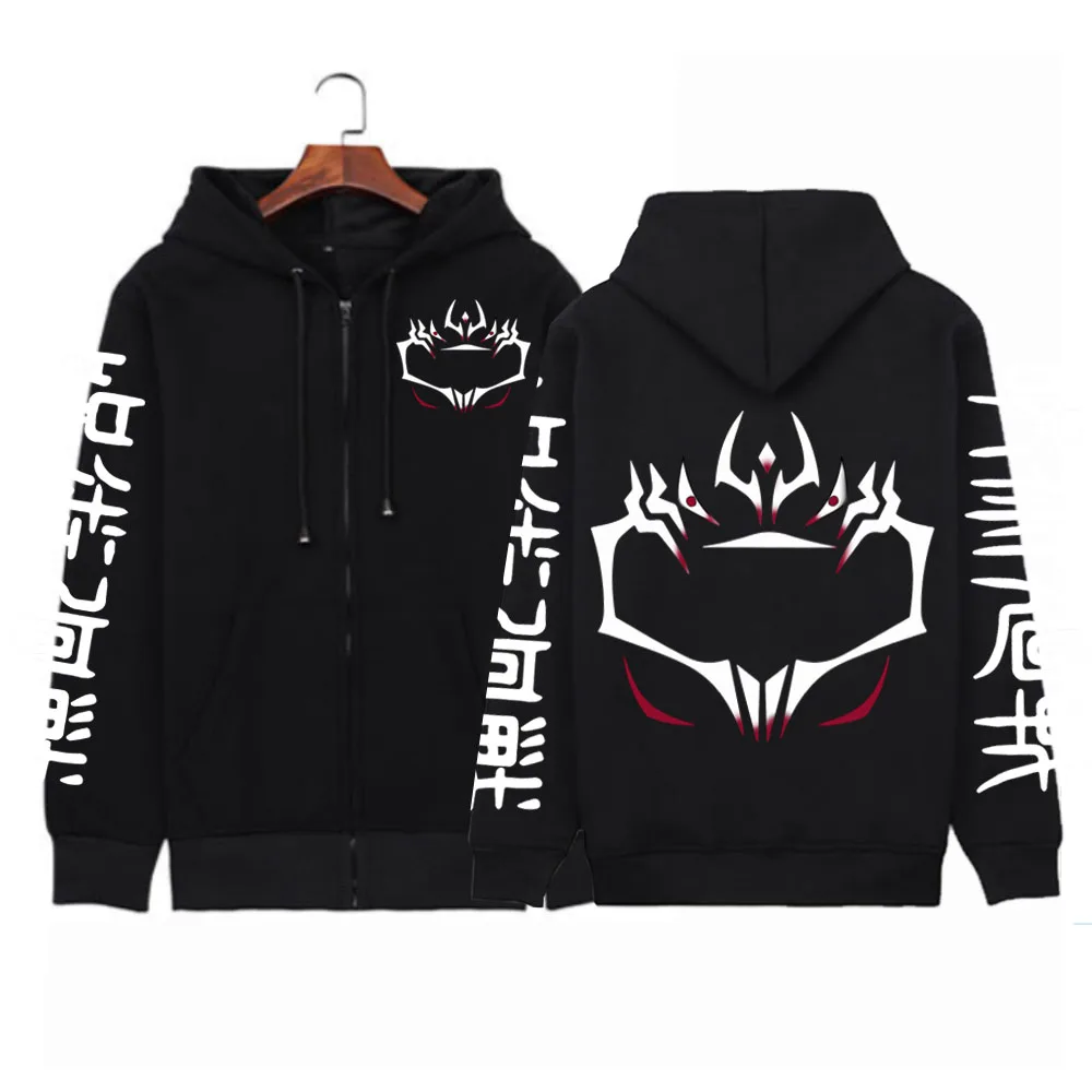 Hot Anime Jujutsu Kaisen Zip Hoodie Ryomen Sukuna Graphic Printed