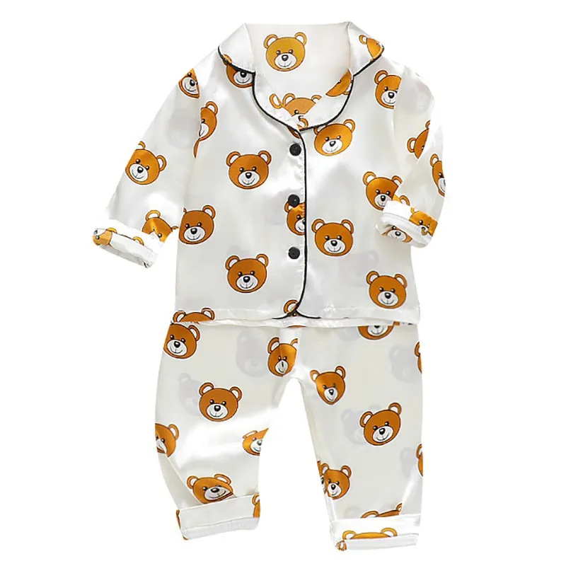 Pajamas Sets Children Pajamas Kids Clothes Sets Toddler Silk Satin Pajamas Pyjamas Set Baby Sleepwear