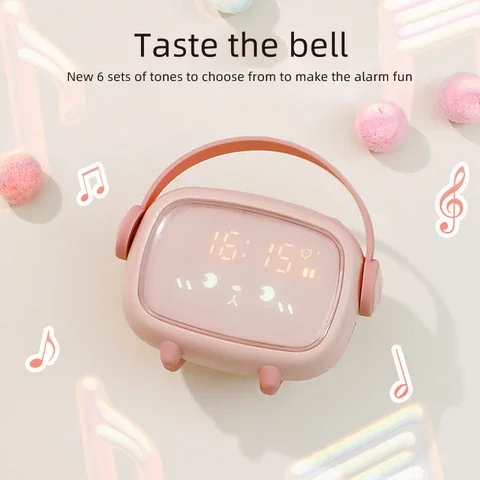 

Cute Voice Control Night Light Alarm Clock Timing Countdown Snooze Clock LED Smart Light Kids Gift for Home Decor