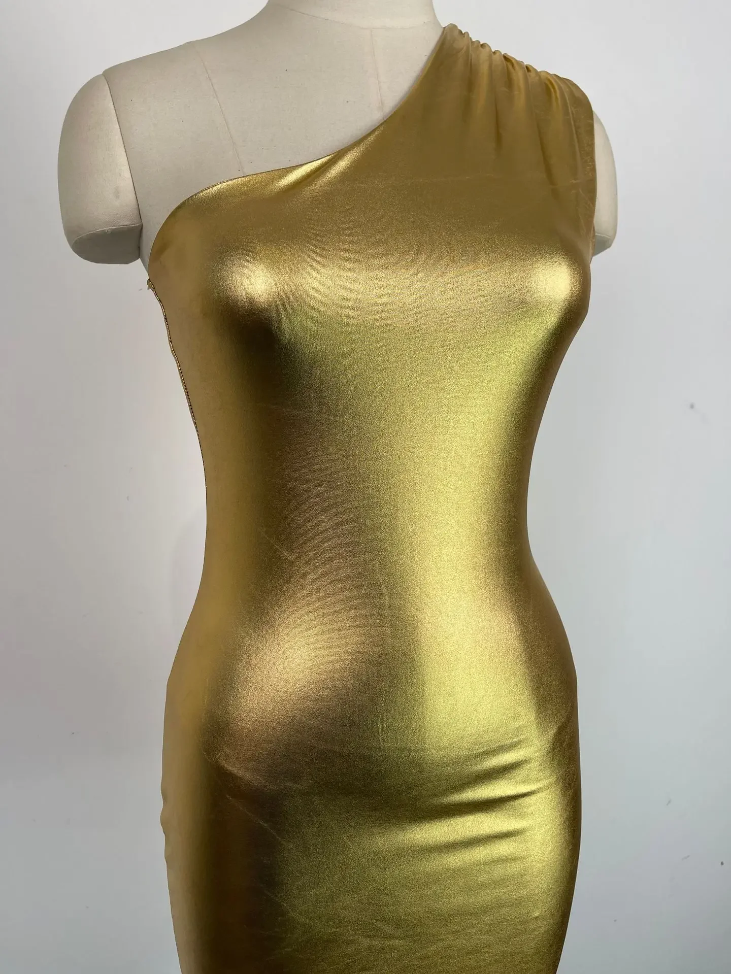 Metallic Gilding One Shoulder Bodycon Mini Party Dress Women Sexy Sleeveless Shiny Slim Night Metallic Gilding One Shoulder Bodycon Mini Party Dress Women Sexy  Sleeveless Shiny Slim Night Clubwear Sweet Birthday Outfits - AliExpress