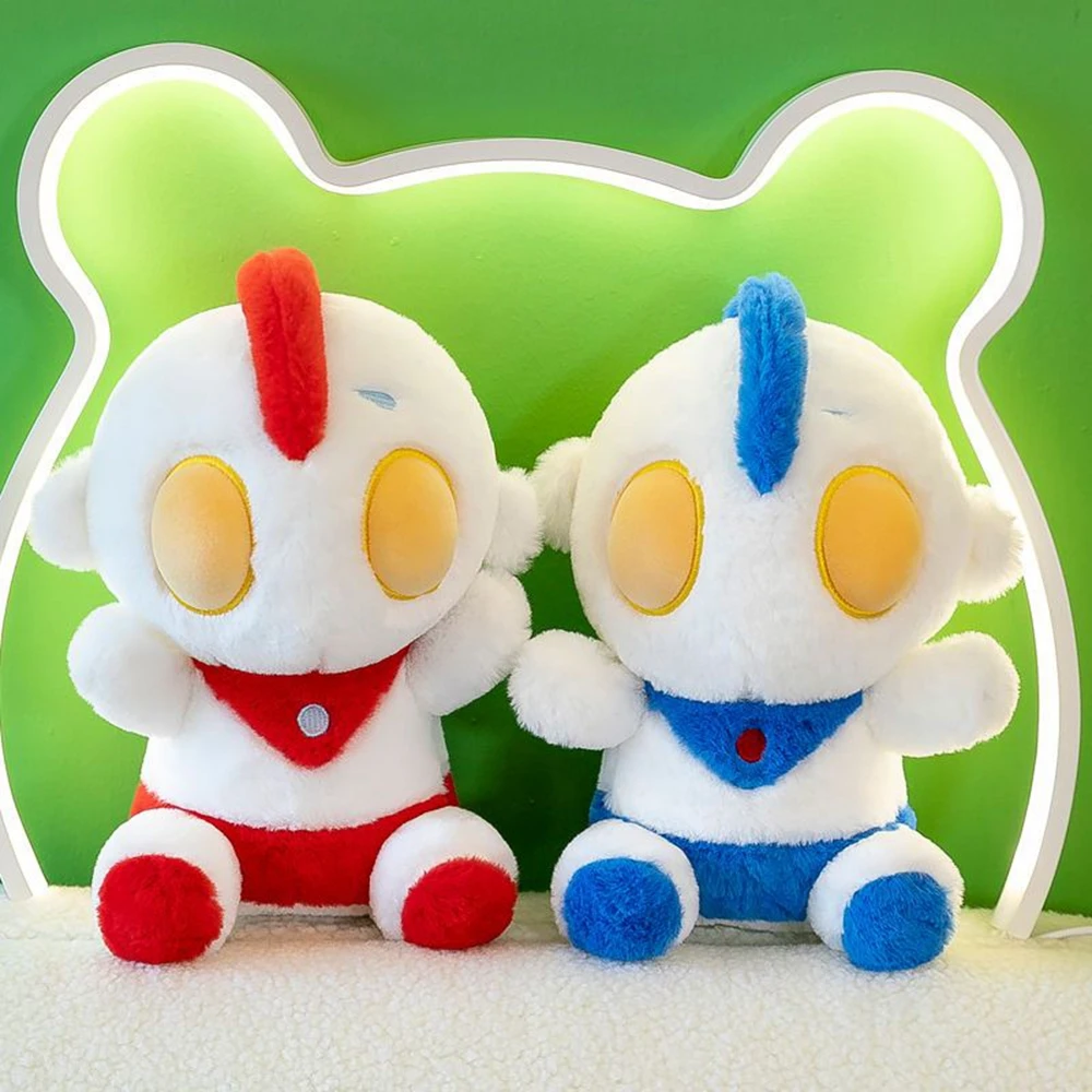 

25-50cm Cute Ultraman Plush Toy Decasero Japanese Play Monster Q Version Red And Blue Dolls For Children's Birthday Gifts Anime