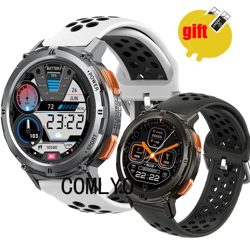 3 In1 Pack Band Per Kospet Tank T2 Ultra Strap Smart Watch Silicone Traspirante Sport Bracciale Pellicola Proteggi Schermo