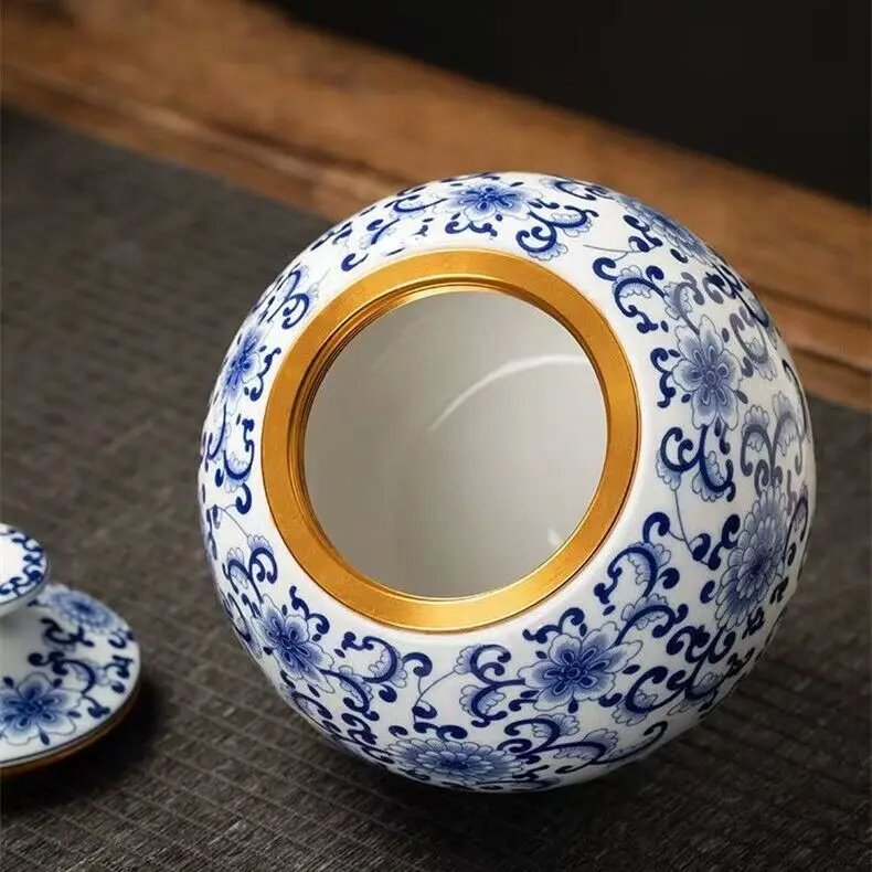 Chinese Blue and White Floral Porcelain Ceramic Vases, Tea Sugar Jar,Jingdezhen 2