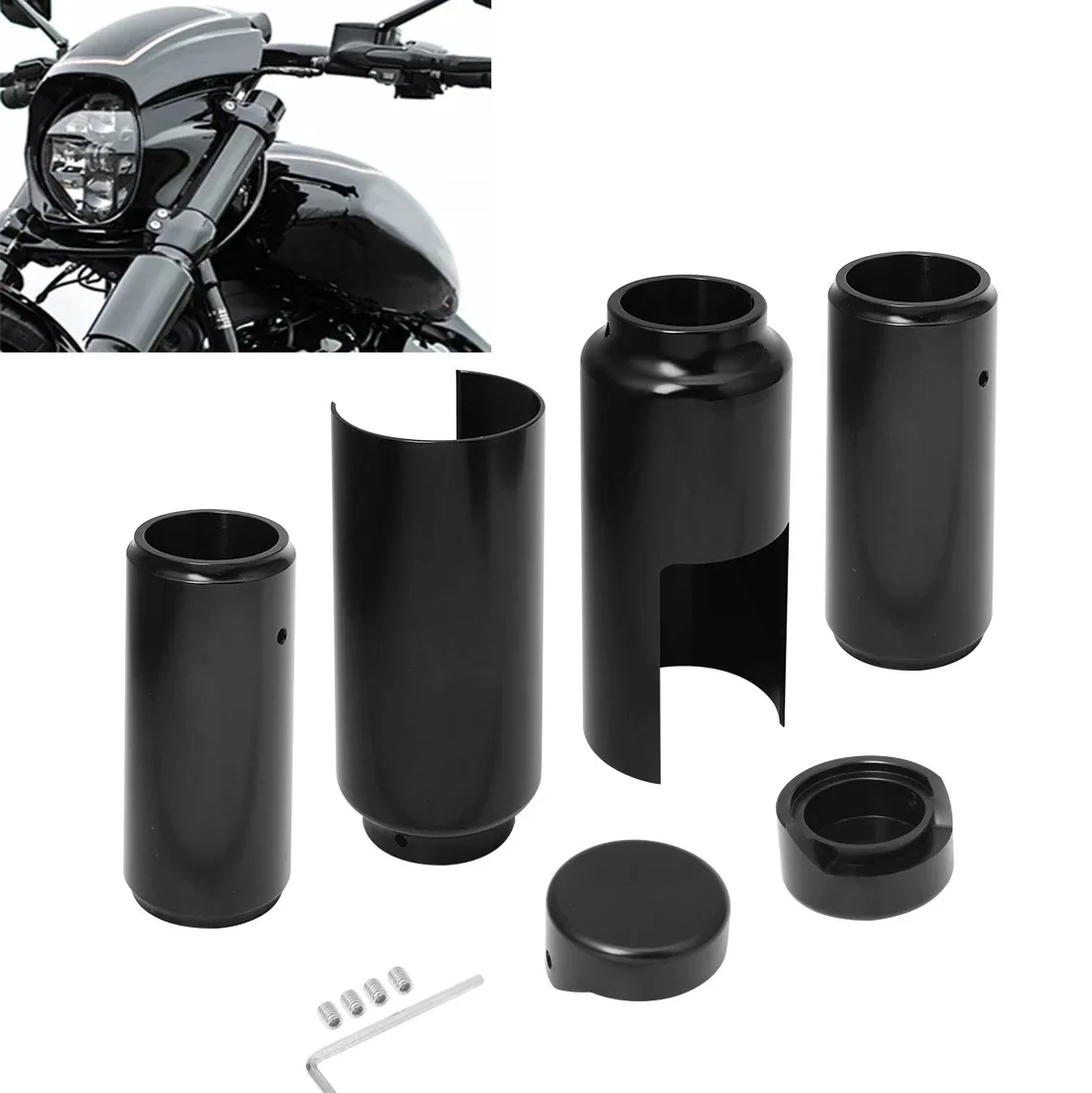 Motorcycle Aluminum Black Full Front Fork Covers Tube Caps Protector